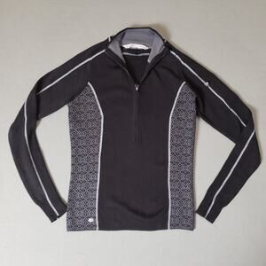 ATHLETA Sidestep Half Zip Pull Over Sweater Black‎ & Gray Women's Large Athletic